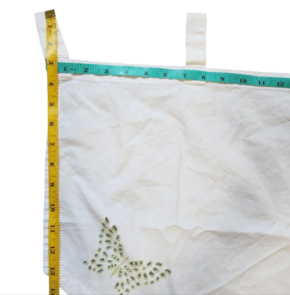 Martha Stewart White Curtain with Green Butterfly Design